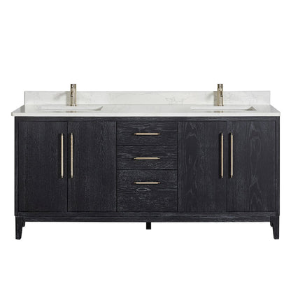 Gara 72" Free-standing Double Bath Vanity in Fir Wood Black