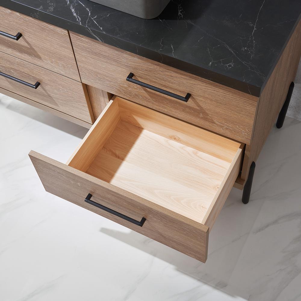 Single Sink Bath Vanity with Black Sintered Stone Top with Concrete Sink