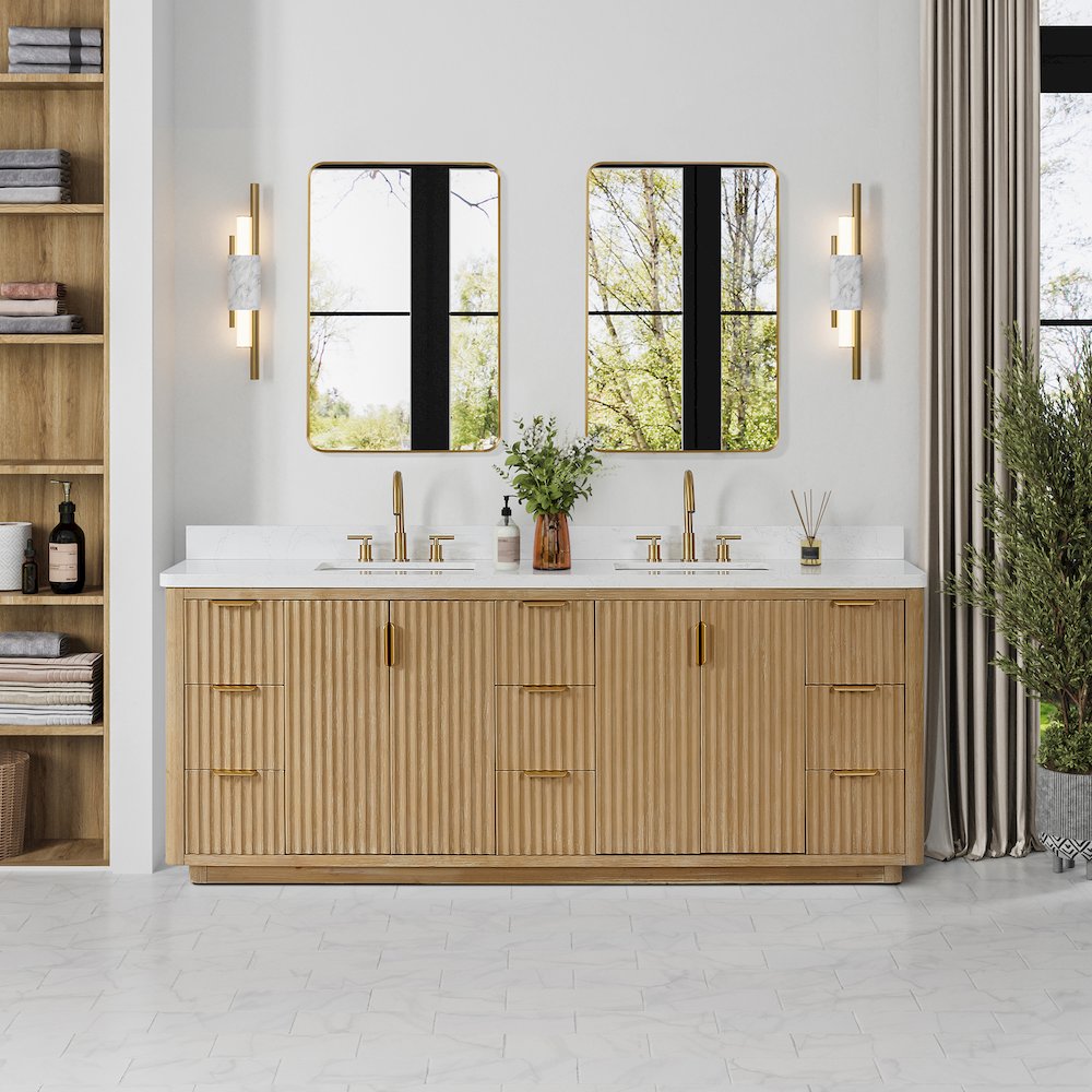 Cádiz 84in. Free-standing Double Bathroom Vanity in Washed Ash Grey
