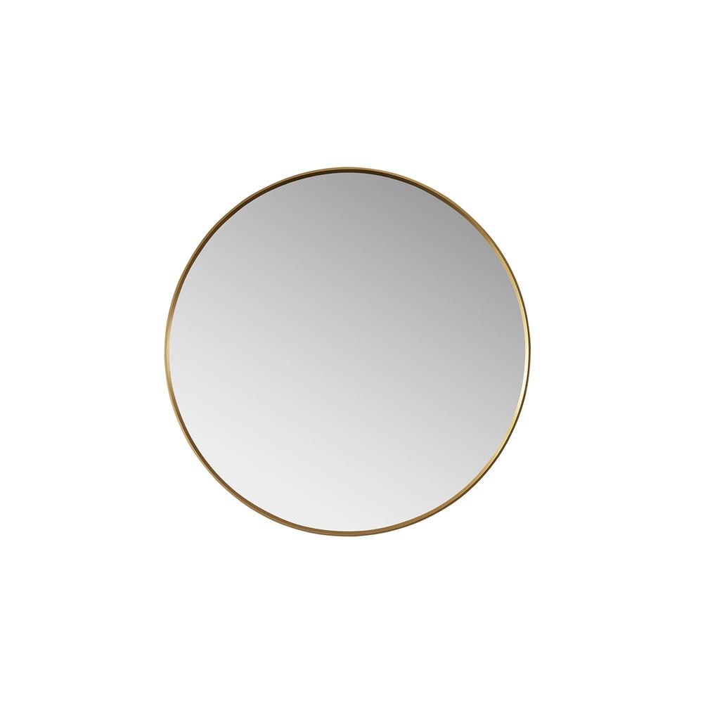 Cascante 35.4 in. W x 35.4 in. H Round Metal Wall Mirror in Brushed Gold