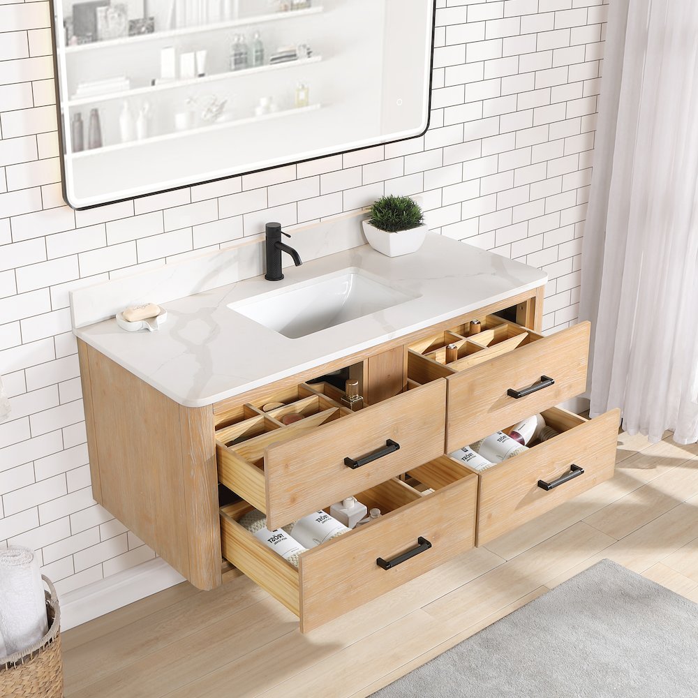 Cristo 48" Floating Single Bath Vanity in Fir Wood Brown