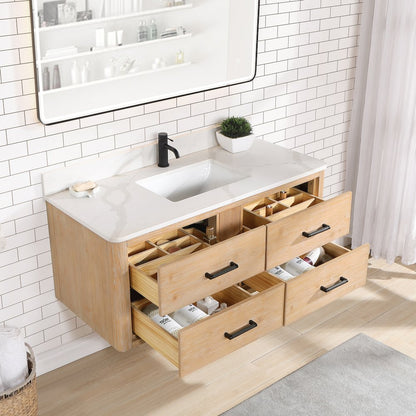 Cristo 48" Floating Single Bath Vanity in Fir Wood Brown