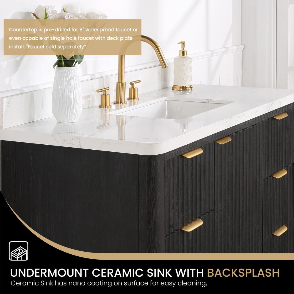 Free-standing Single Bathroom Vanity with Composite top and Mirror