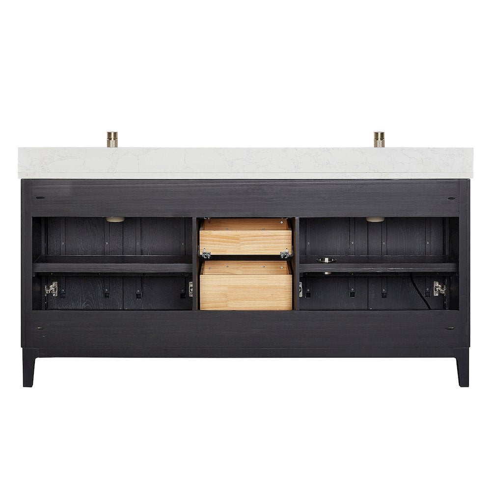 Gara 72" Free-standing Double Bath Vanity in Fir Wood Black