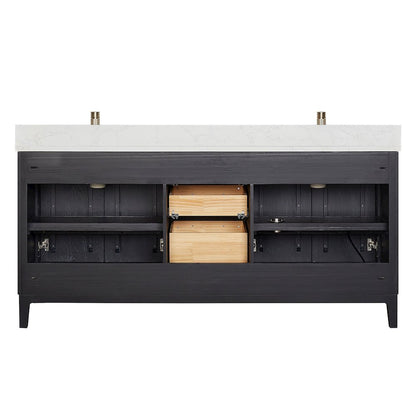 Gara 72" Free-standing Double Bath Vanity in Fir Wood Black