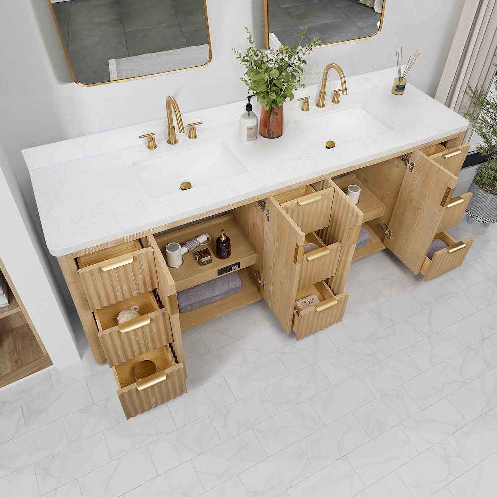 Cádiz 84in. Free-standing Double Bathroom Vanity in Washed Ash Grey
