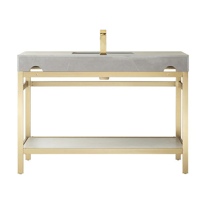 Single Sink Bath Vanity Metal Support with Grey Sintered Stone Top