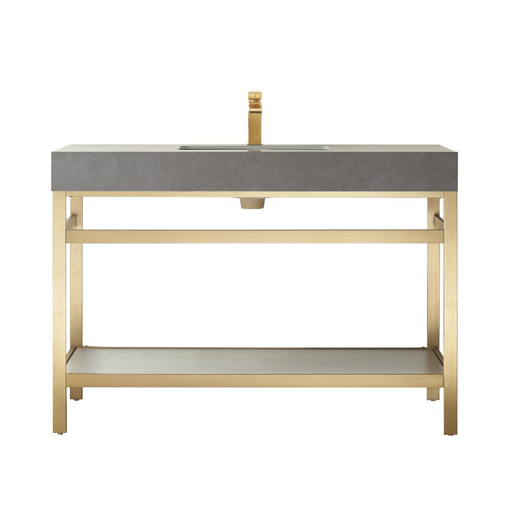 Single Sink Bath Vanity Metal Support with Grey Sintered Stone Top