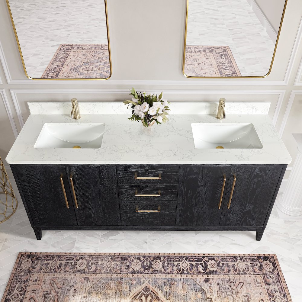 Gara 72" Free-standing Double Bath Vanity in Fir Wood Black