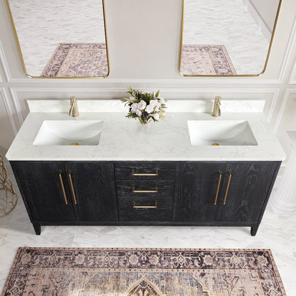 Gara 72" Free-standing Double Bath Vanity in Fir Wood Black