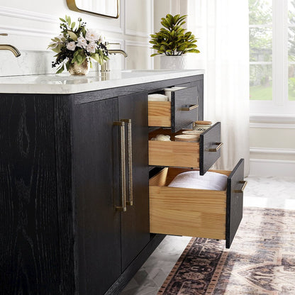 Gara 72" Free-standing Double Bath Vanity in Fir Wood Black