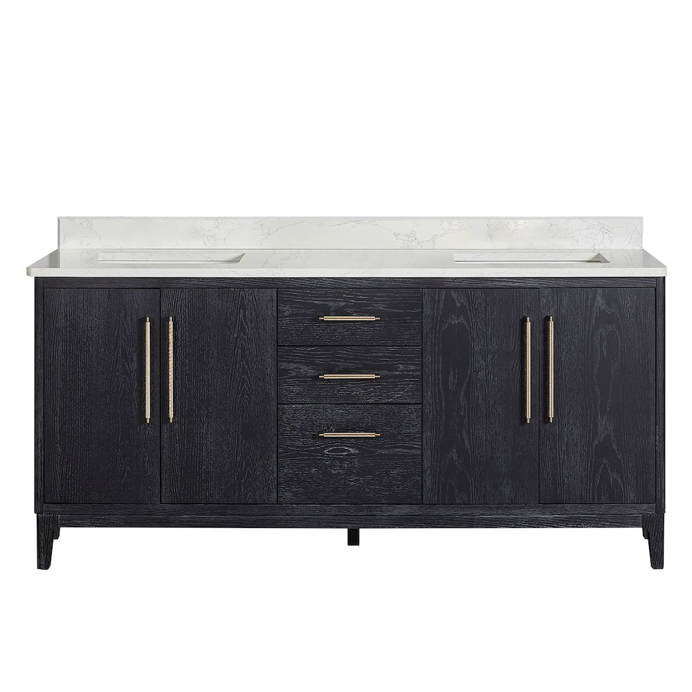 Gara 72" Free-standing Double Bath Vanity in Fir Wood Black