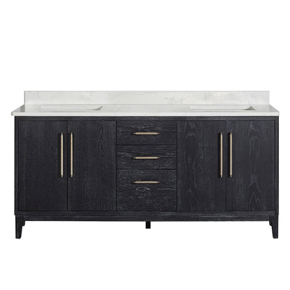 Gara 72" Free-standing Double Bath Vanity in Fir Wood Black