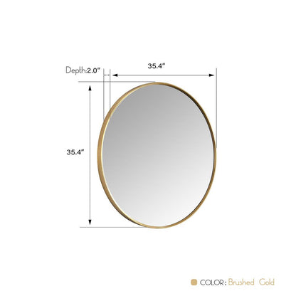 Cascante 35.4 in. W x 35.4 in. H Round Metal Wall Mirror in Brushed Gold