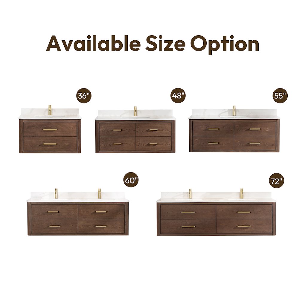 Cristo 48" Floating Single Bath Vanity in Aged Dark Brown Oak