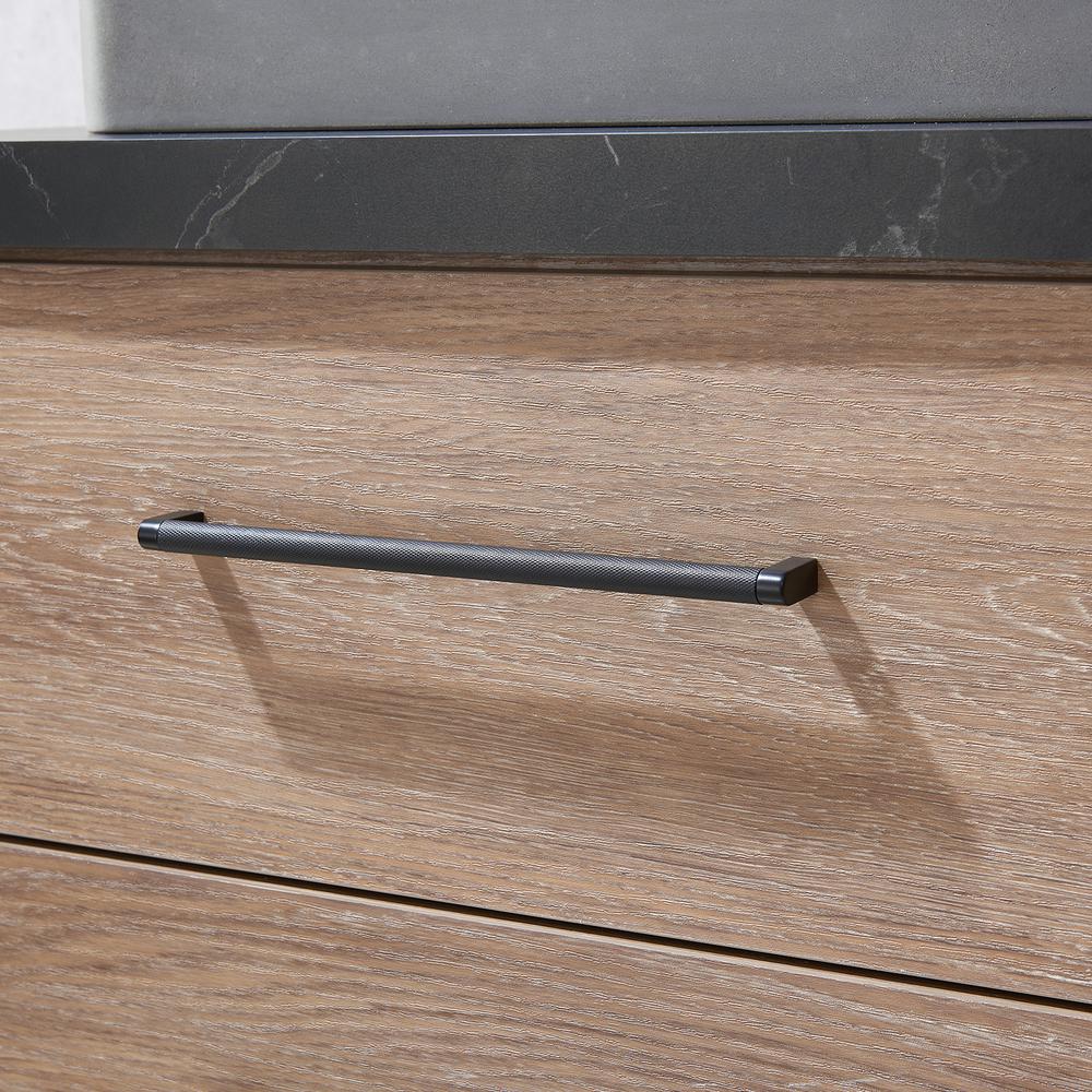 Double Sink Bath Vanity with Black Sintered Stone Top with Concrete Sink