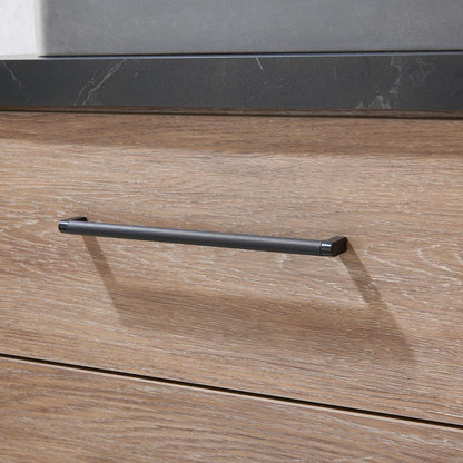 Double Sink Bath Vanity with Black Sintered Stone Top with Concrete Sink