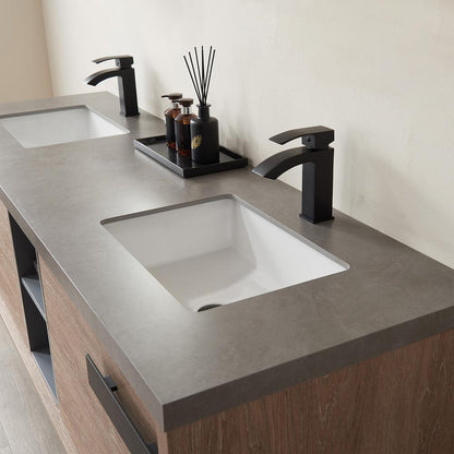 Carcastillo 72" Double Sink Bath Vanity with Grey Sintered Stone Top