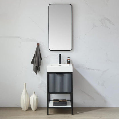 Mutriku 18 in. W x 36 in. H Rectangle Metal Wall Mirror in Brushed Black
