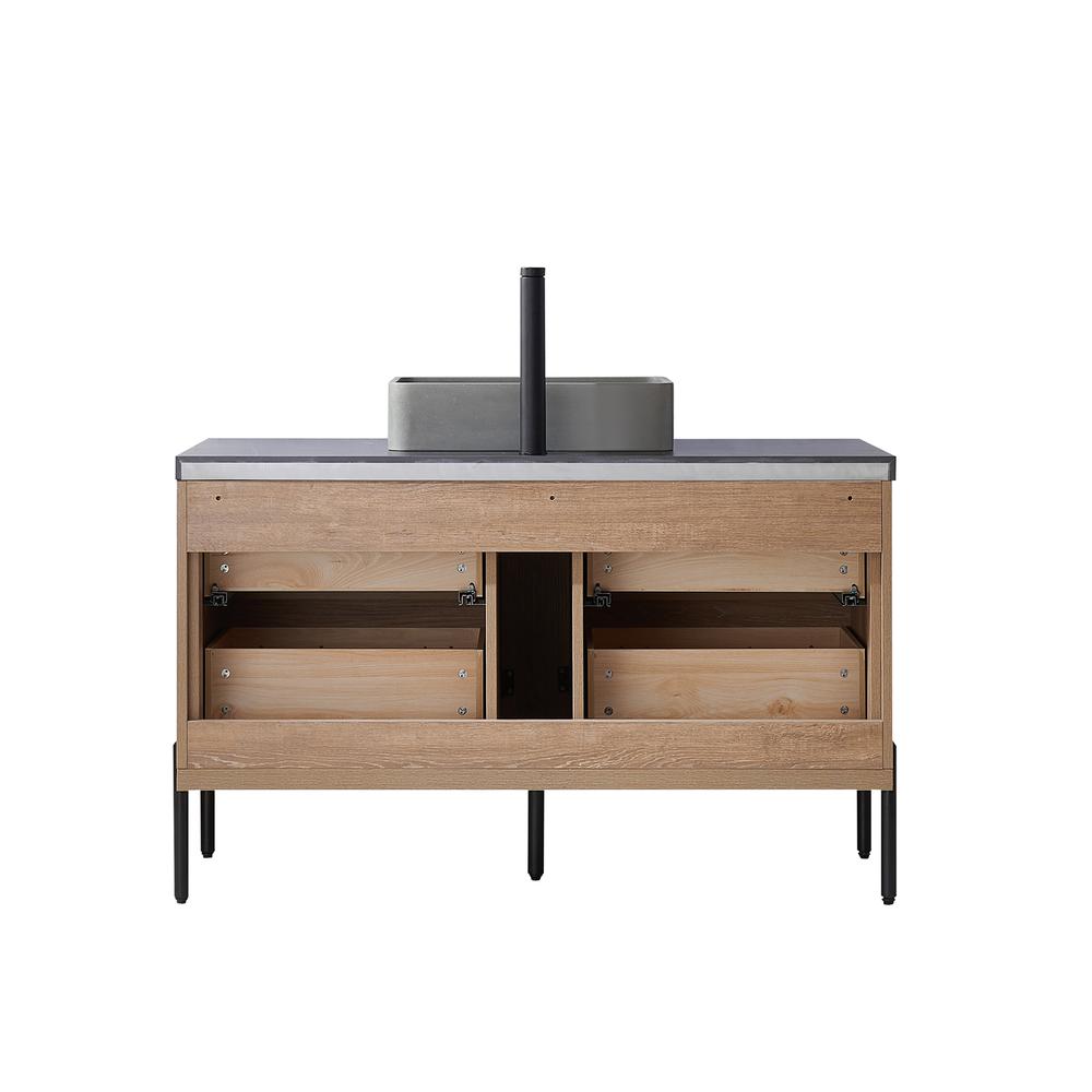 Single Sink Bath Vanity with Black Sintered Stone Top with Concrete Sink