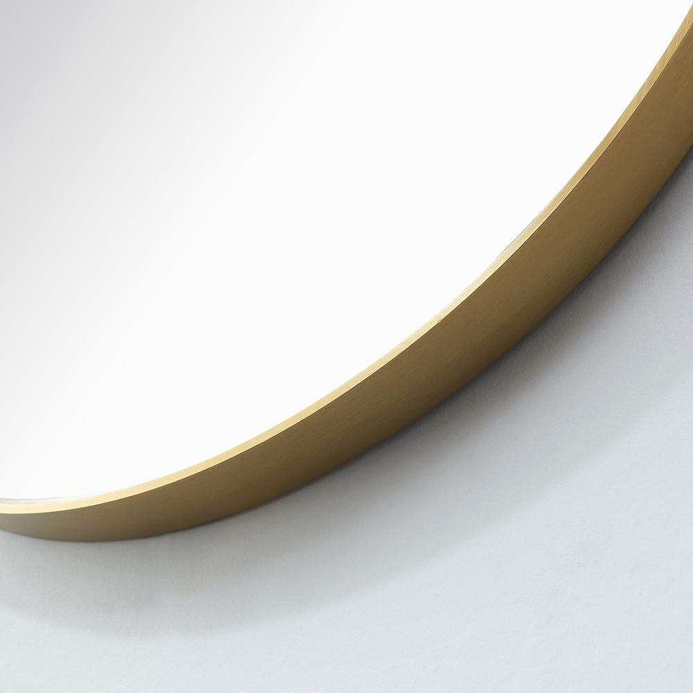 Cascante 35.4 in. W x 35.4 in. H Round Metal Wall Mirror in Brushed Gold