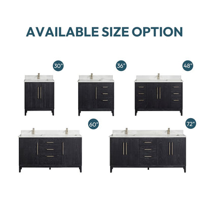 Gara 72" Free-standing Double Bath Vanity in Fir Wood Black