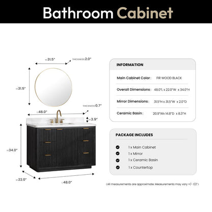 Free-standing Single Bathroom Vanity with Composite top and Mirror