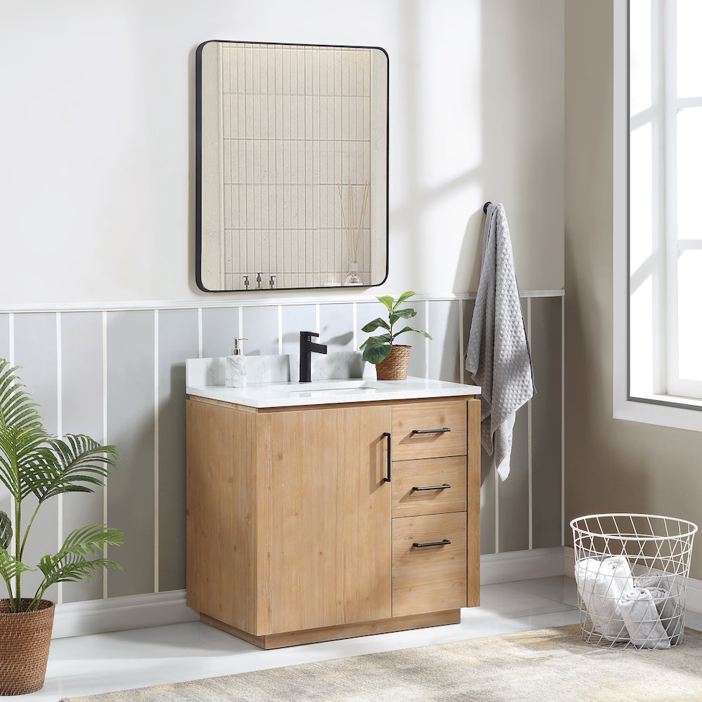 San 36" Free-standing Single Bath Vanity in Fir Wood Brown