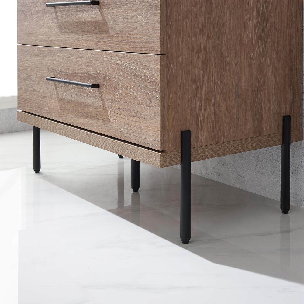 Single Sink Bath Vanity with Sintered Stone Top with Concrete Sink and Mirror