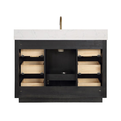 Free-standing Single Bathroom Vanity with Composite top and Mirror