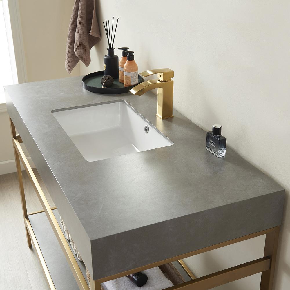 Single Sink Bath Vanity Metal Support with Grey Sintered Stone Top