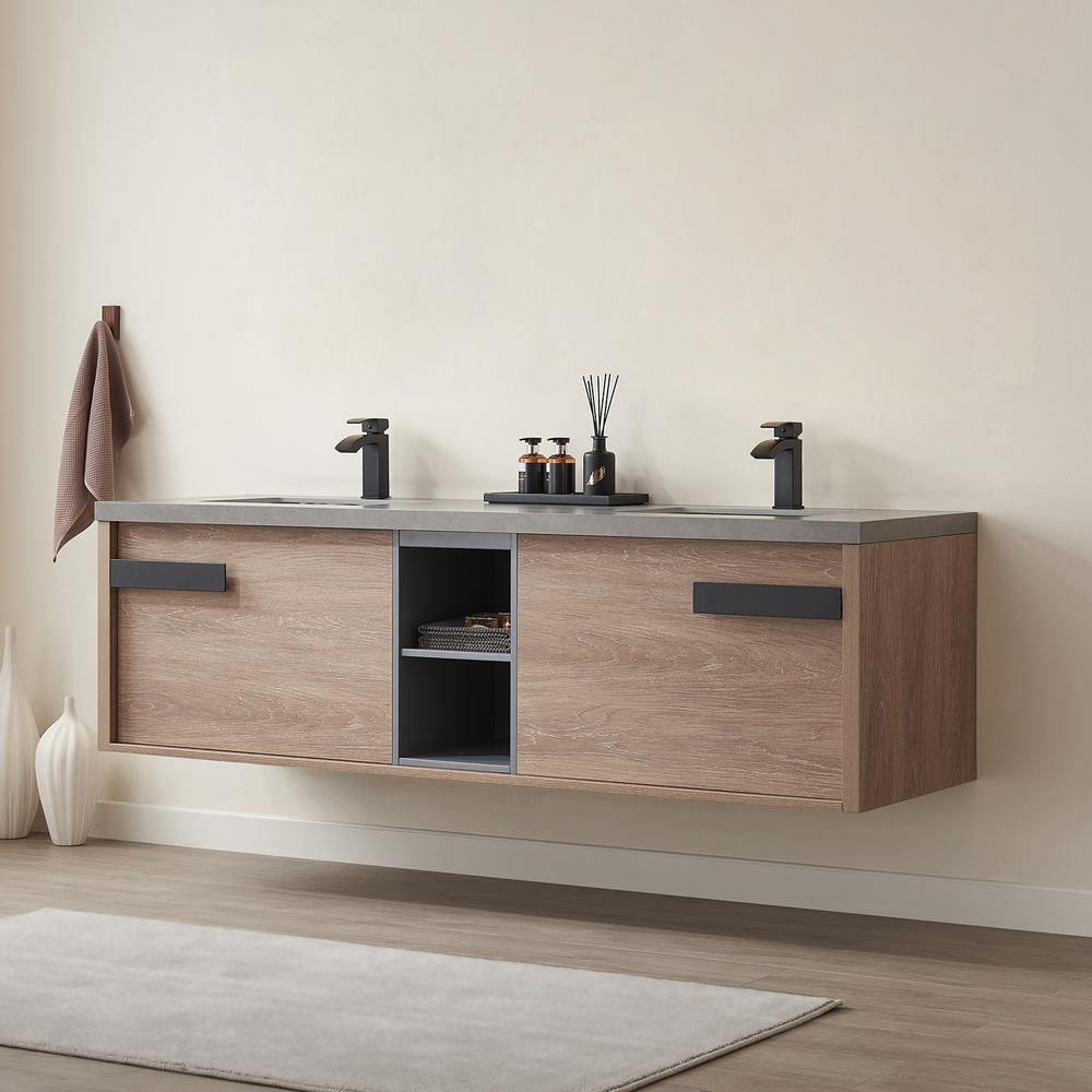 Carcastillo 72" Double Sink Bath Vanity with Grey Sintered Stone Top