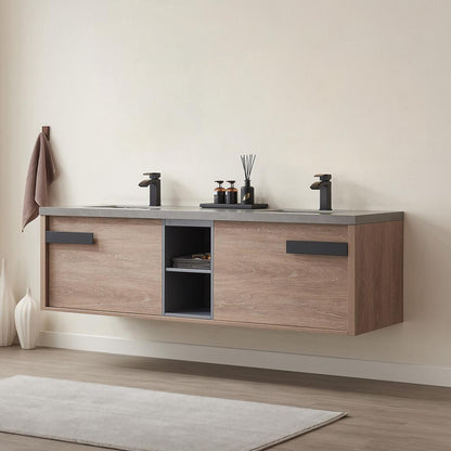 Carcastillo 72" Double Sink Bath Vanity with Grey Sintered Stone Top