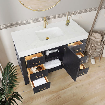 León 48in. Free-standing Single Bathroom Vanity in Fir Wood Black