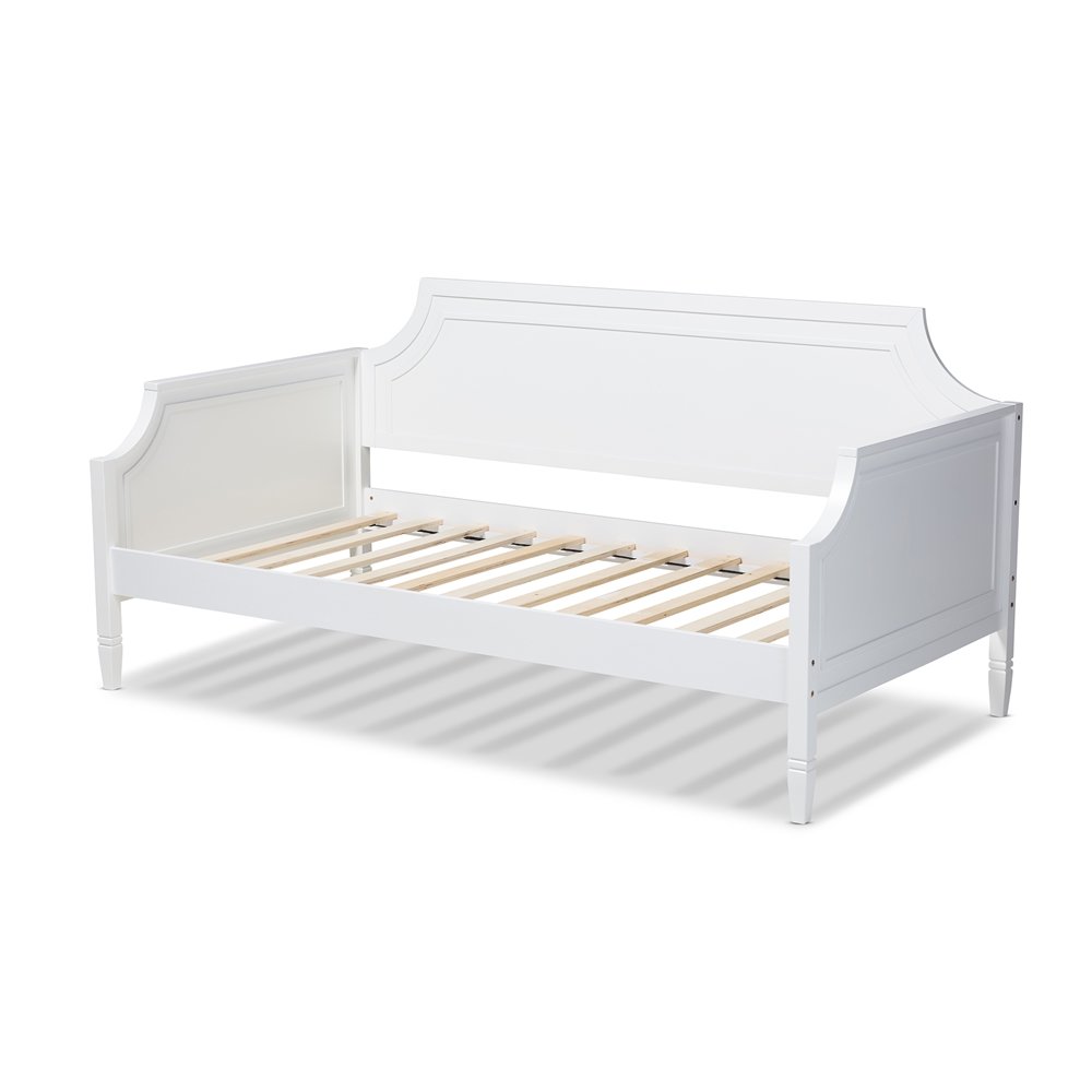 White Traditional Twin Daybed with Pinewood Frame and Classic Finish