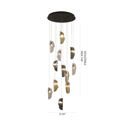 12-Light Black Chandelier With Clear, Smoke, And Amber Glass Accents