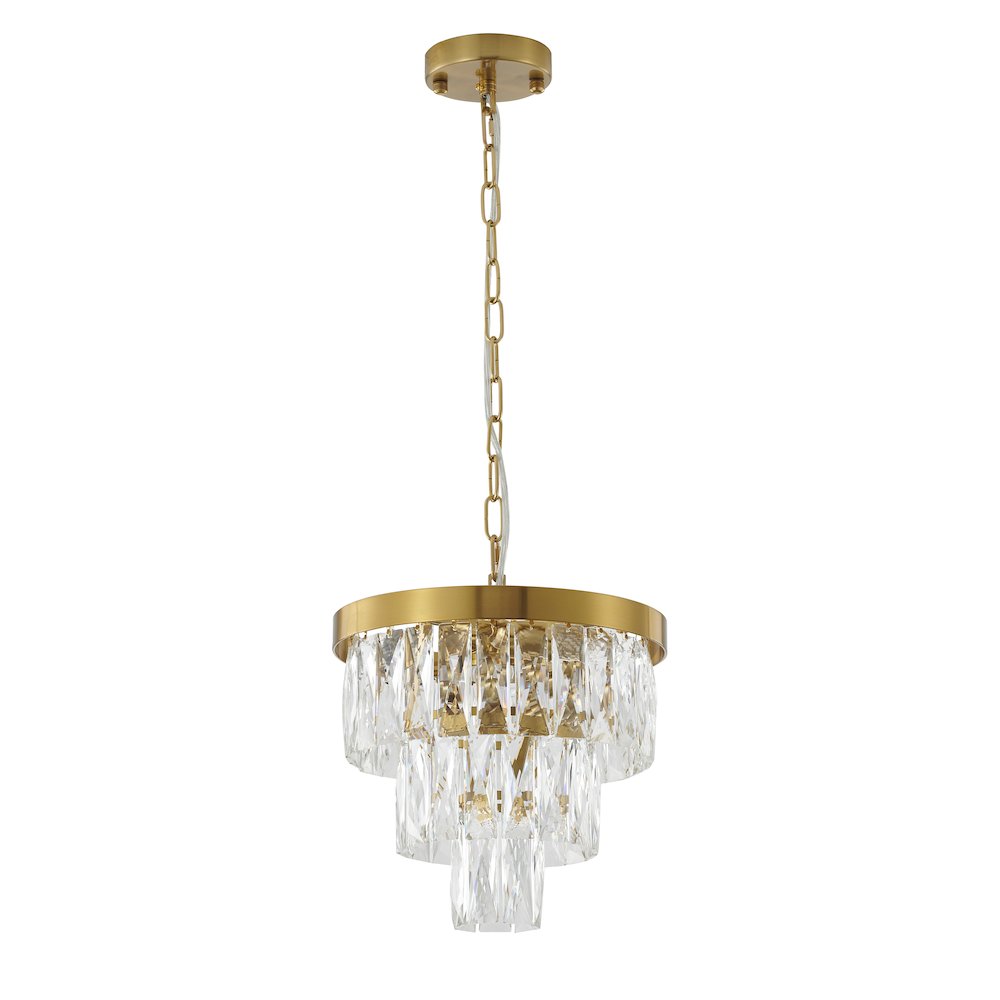 3-Light Chrome Metal Chandelier With Clear Crystals