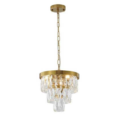 3-Light Chrome Metal Chandelier With Clear Crystals