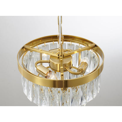 3-Light Chrome Metal Chandelier With Clear Crystals
