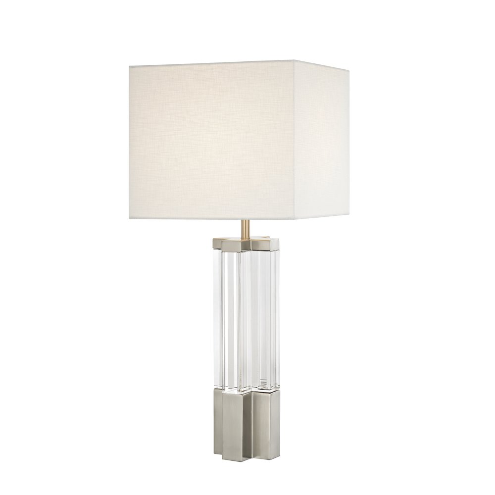 1-Light Polished Nickel Table Lamp With A Drum Shade