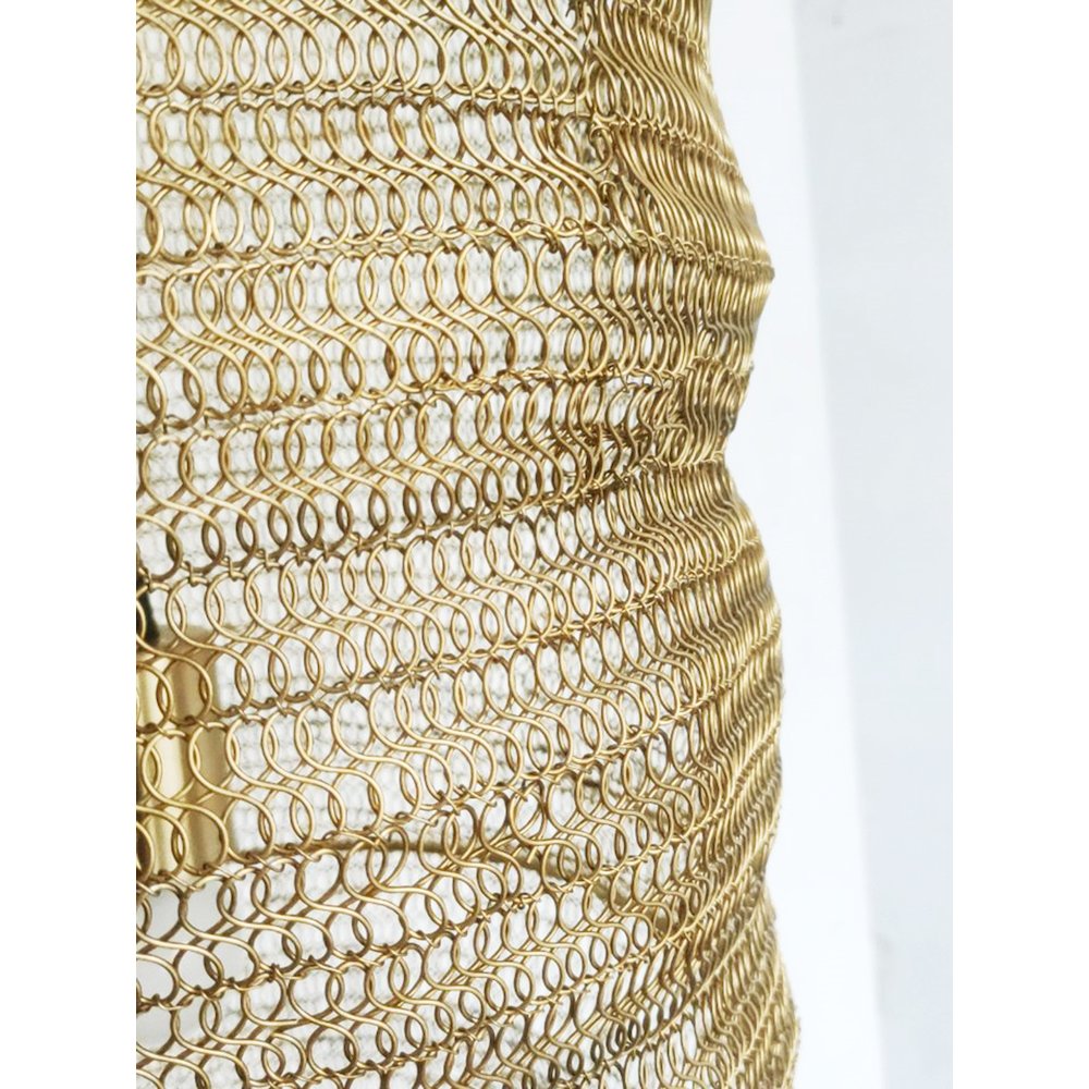 1-Light Gold Pendant With A Chain Basket Shade