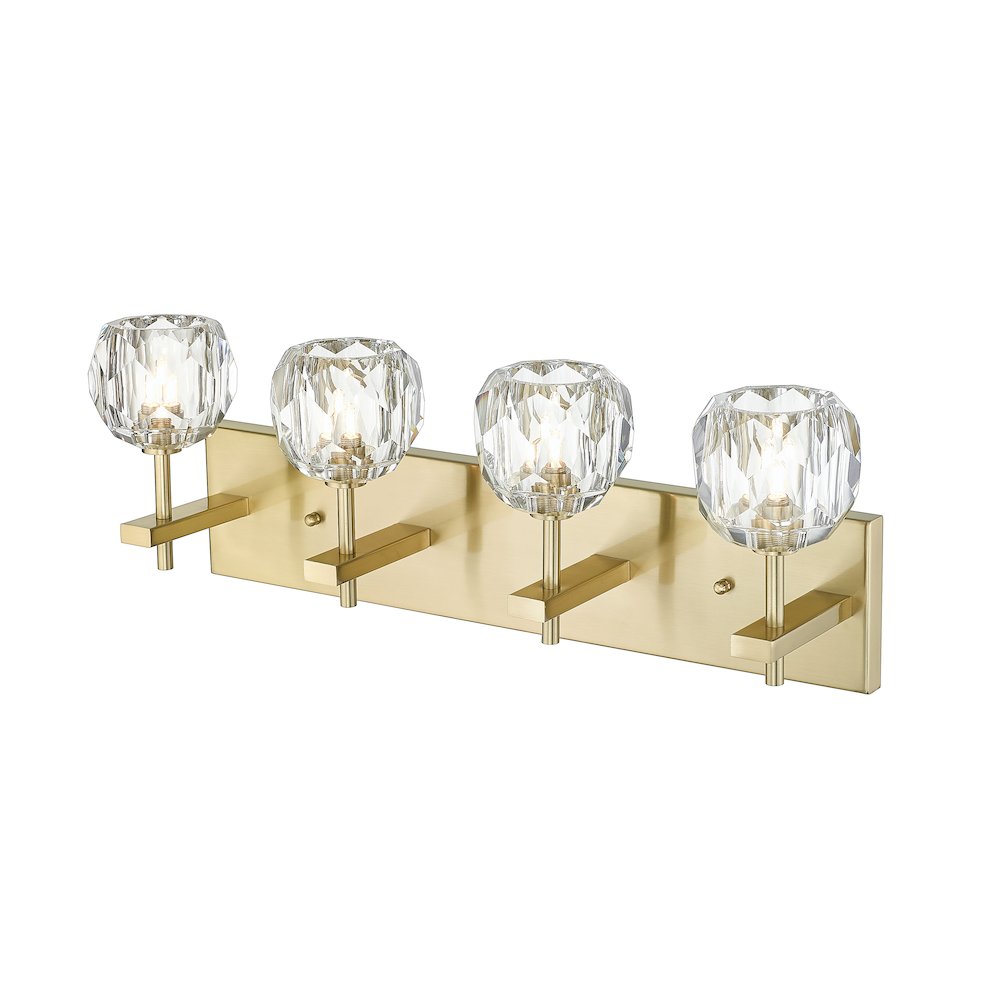 4-Light Gold Wall Sconce With Clear Crystal Shades