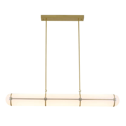 1-Light Satin Brass LED pendant With A Clear Frosted Glass Shade