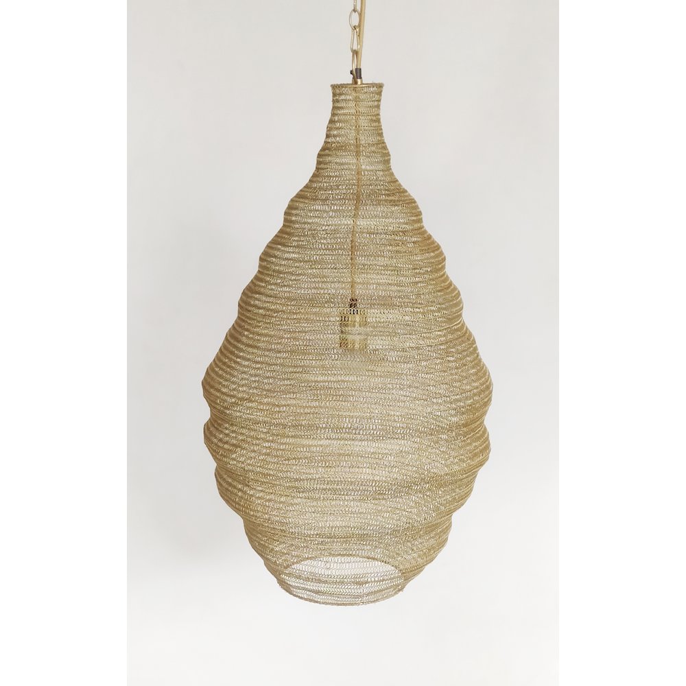 1-Light Gold Pendant With A Chain Basket Shade