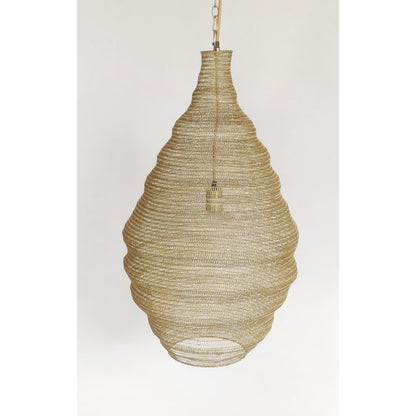 1-Light Gold Pendant With A Chain Basket Shade