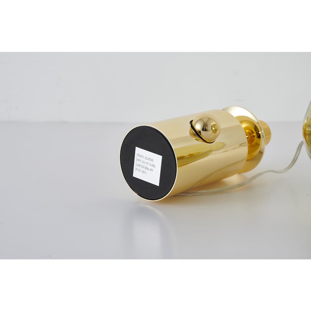 1-Light Gold Metal Table Lamp With A Gold Acrylic Distorted ORB Shade