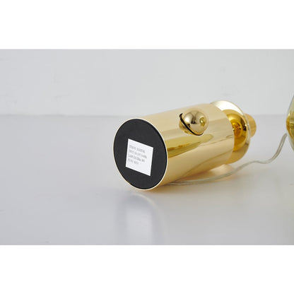 1-Light Gold Metal Table Lamp With A Gold Acrylic Distorted ORB Shade