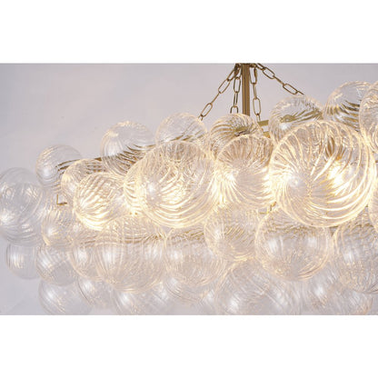 12-Light Brass Chandelier With Clear Swirl Glass Shades