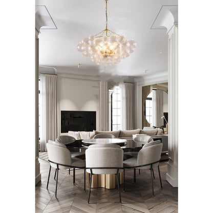 12-Light Brass Chandelier With Clear Swirl Glass Accents