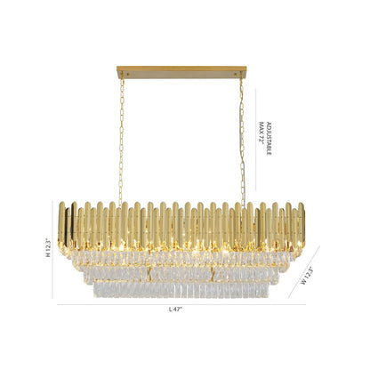 14-Light Gold Stainless Steel Chandelier With Clear Crystal Accents